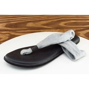 Sanuk Sz 8‎ M Gray Slingback Fabric Women Sandals 1014